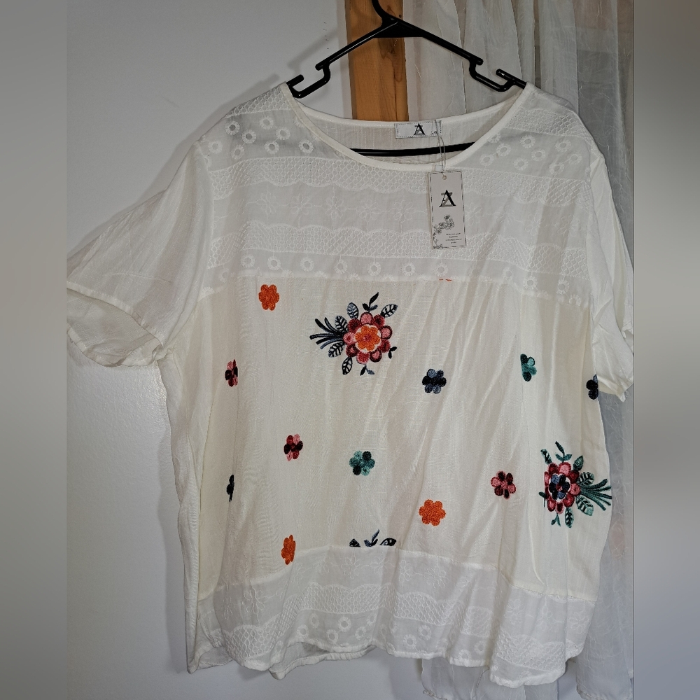 Embroidered White Top